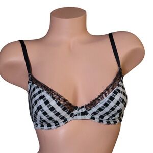 Savage X Fenty Gingham Lace Underwire Bra Black White 36C NWT